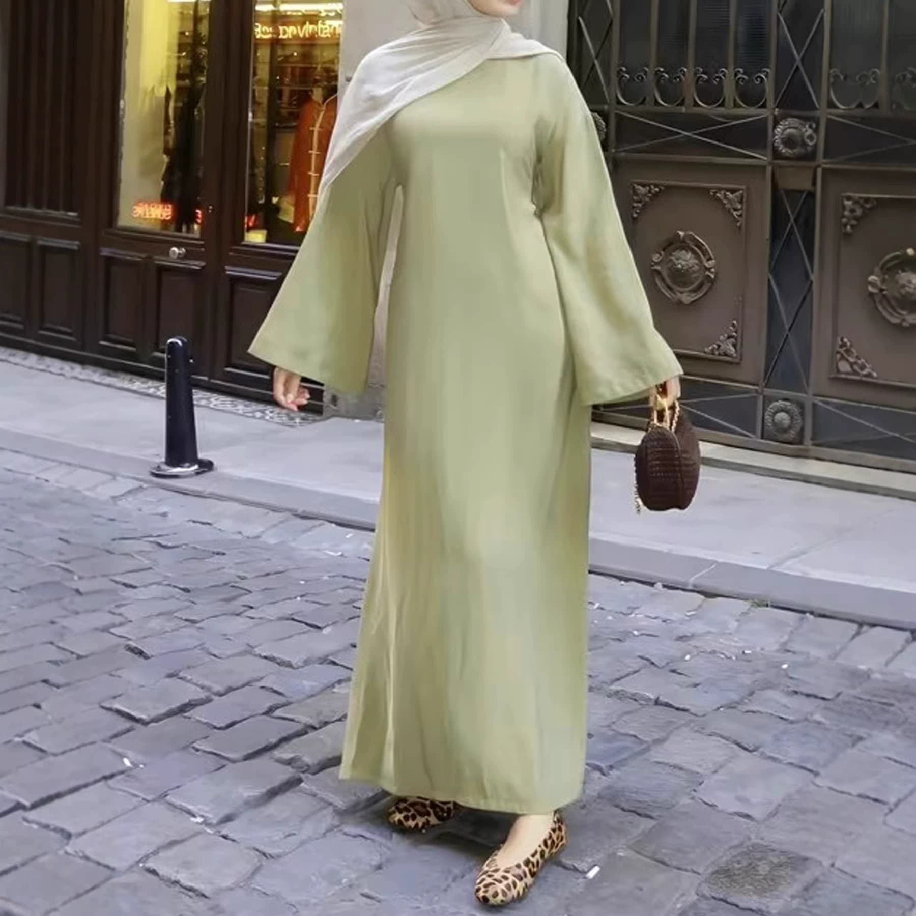 Women's Cross-Border Solid Color New Fashion Flared Sleeve Long Dress Loose Casual Dress