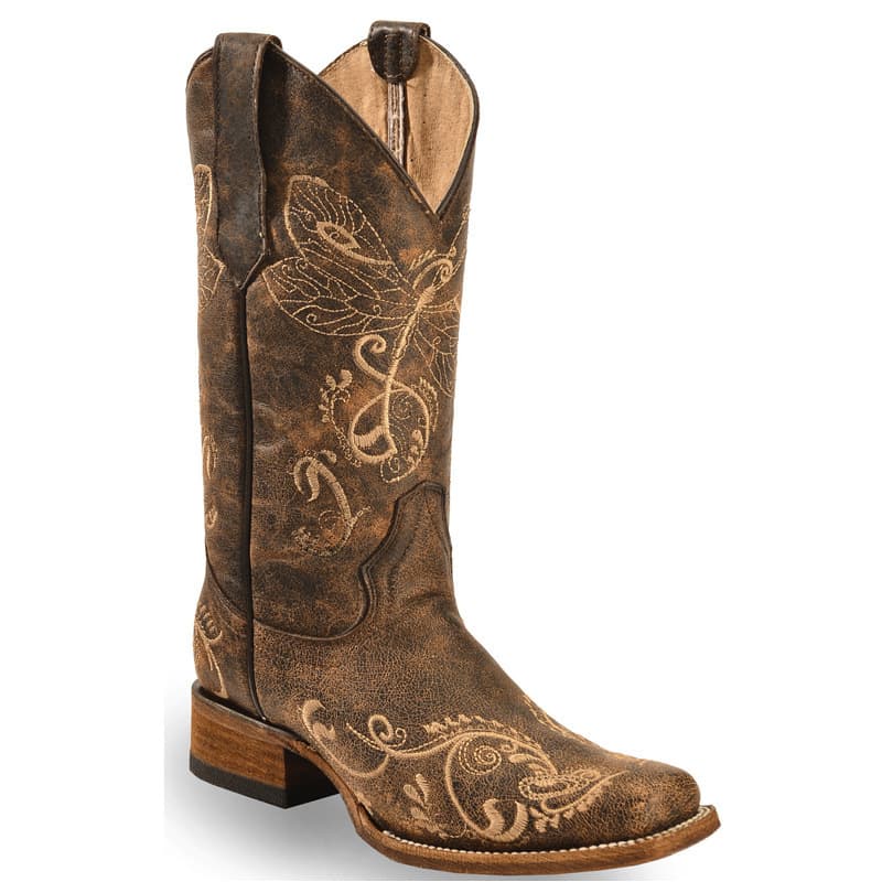 New Autumn/Winter Women's Round Toe Ethnic Leather Boots with Side Zipper, Mid-Heel Fashion Boots, Embroidered Western Boots