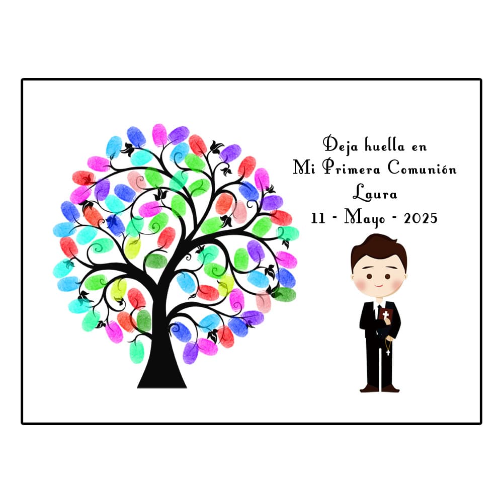 Baby Boy Birthday Party Baptism First Communion Fingerprint DIY Signing Canvas HK149