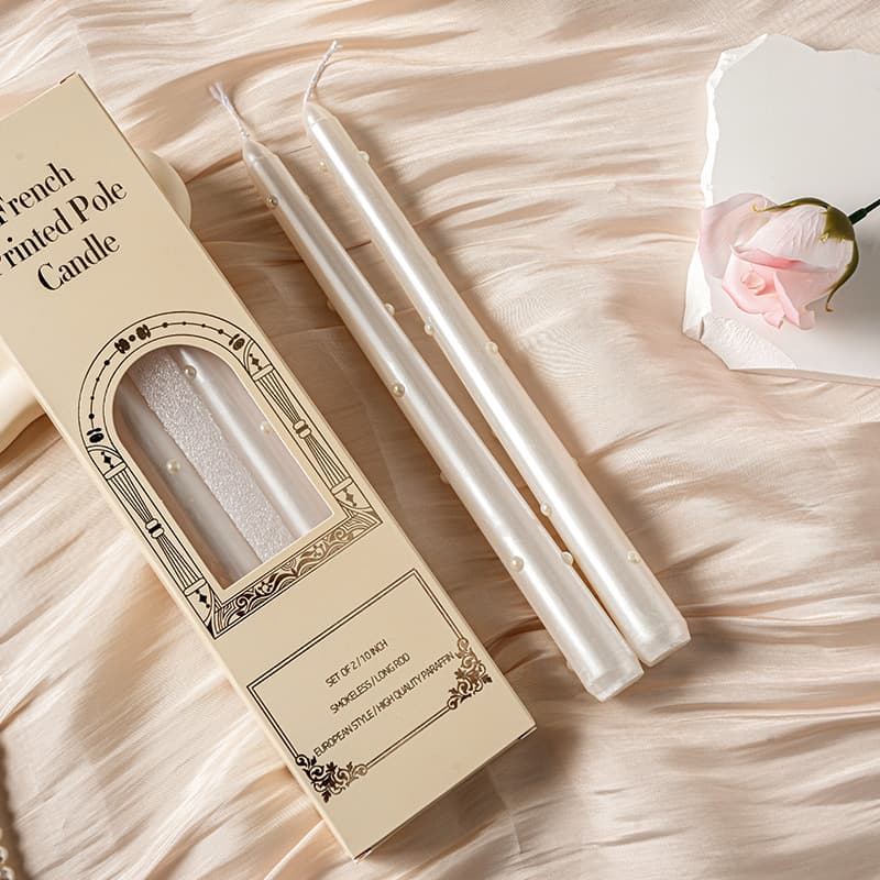 25CM Pearl Long Stem Wax Hotel Holiday Candle Ambiance Desktop Decoration European Romantic Smokeless Pearl Candle