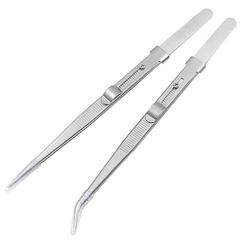 Diamond Jewelry Tweezers Without Groove Stainless Steel Grasping Tool Multi-Purpose Tweezers Gem Clamp