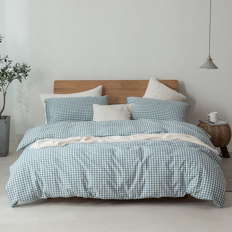 Japanese-style pure cotton thickened four-piece set, solid color all-cotton three-piece set, suitable for naked sleeping, soft pure cotton comforter cover, cross-border e-commerce