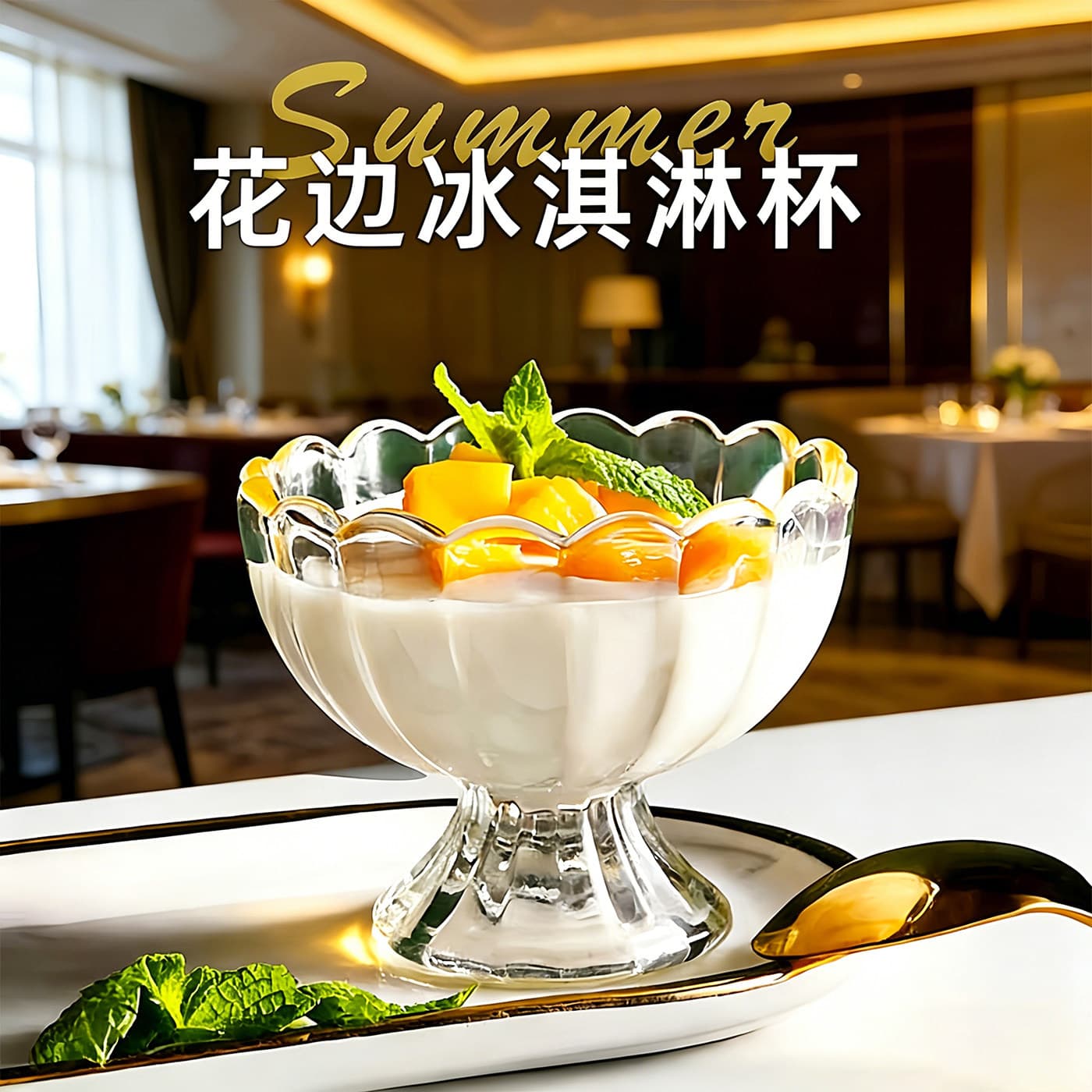 Ice Cream Cup Yogurt Cup Tall Pudding Cup Dessert Cup Snack Bowl Ins Trendy Restaurant High-End Glass Cup