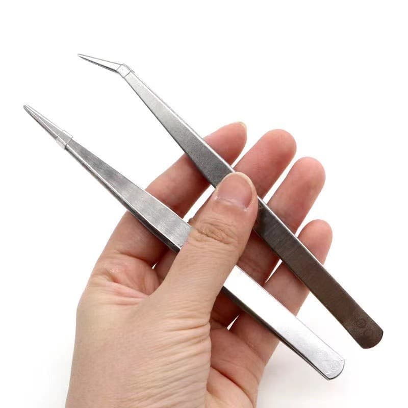 Stainless Steel Straight and Curved Head Thickened Tweezers, Eyelash Bird's Nest Hair Picking Gardening Clips, Telecommunications Repair Tools Wholesale