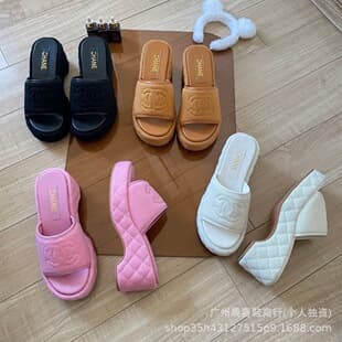 Chanel-Style Fashion Sandals for Women 2026 Summer New Knit Slide Wedge Platform Thick-Soled Casual Sandals