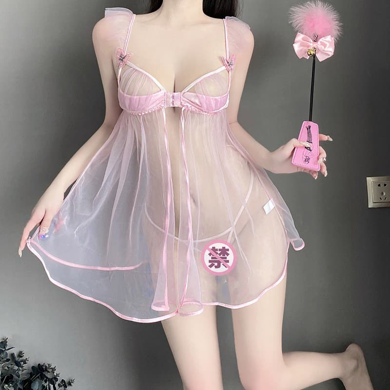 Sexy Lingerie for Women Pure See-Through Sleep Dress Lace Mesh Seductive Hollow Out Passionate Strap Lingerie 5398