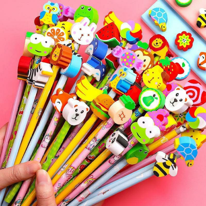 Creative Stationery Wholesale, Cartoon Animal Cute Eraser HB Pencil Christmas Prize for Kindergarten and Elementary School Students