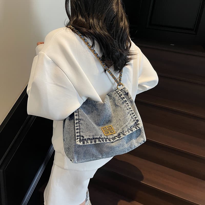 Denim Bag for Women 2025 Summer New Fashion Chain Bag Large Capacity Tote Bag Shoulder Crossbody Bag Wholesale