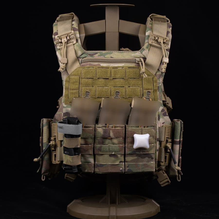 Real CS Tactical Vest MOLLE Front 5.56 Triple Magazine Pouch Nylon Velcro Dual-Use Tool Pouch