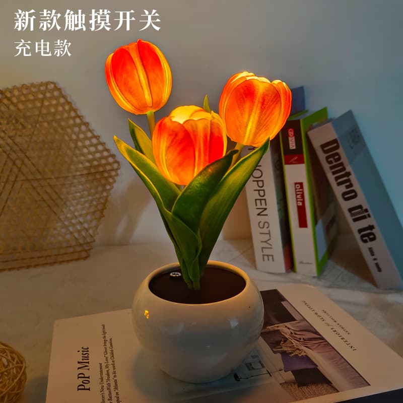 Tulip Night Light LED Artificial Flower Creative Table Lamp Home Decoration Holiday Gift Bedroom Decor Ambient Light
