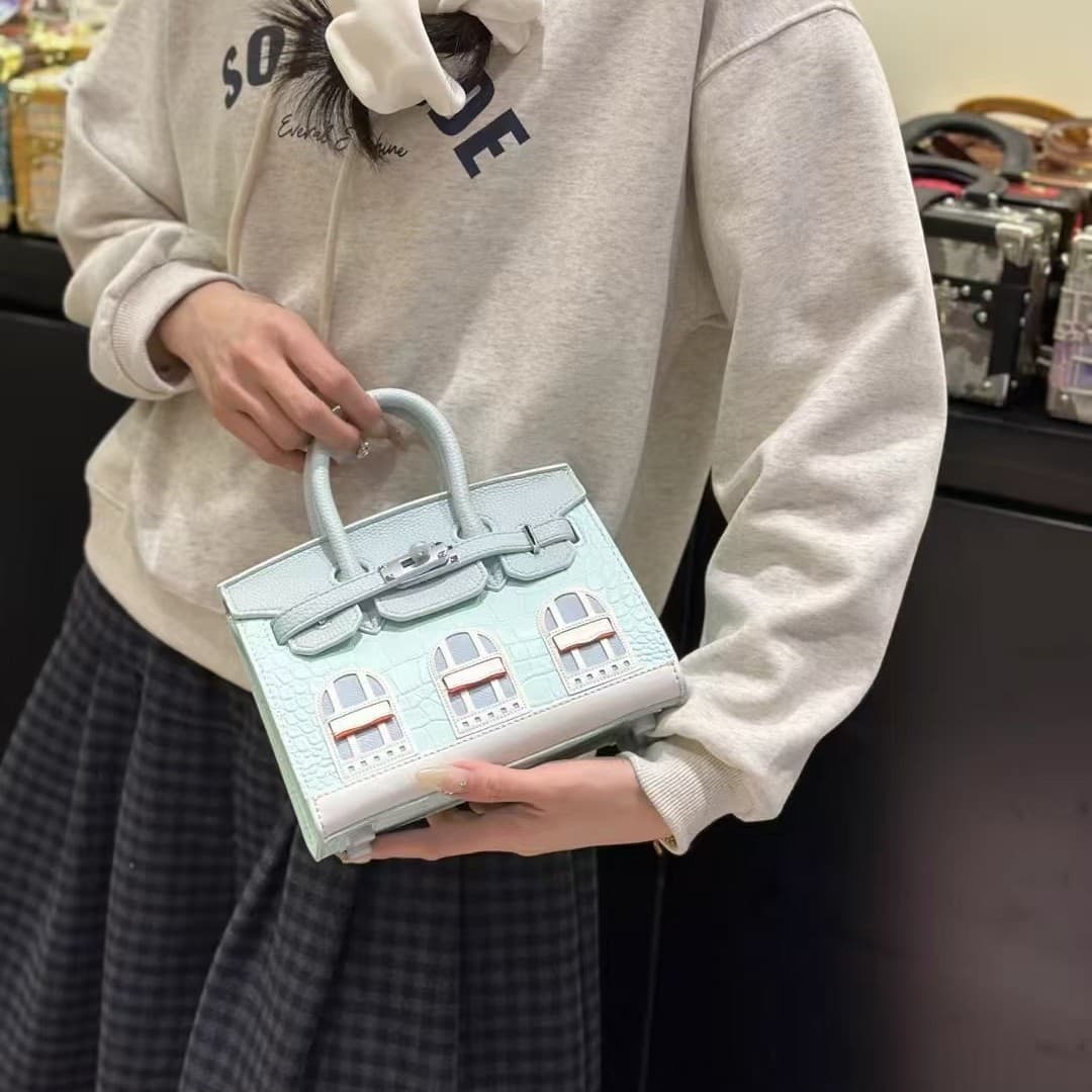 Little House Birkin Bag High-end Exquisite Handbag 2026 New Color Block Crossbody Niche Design Kelly Women's Bag