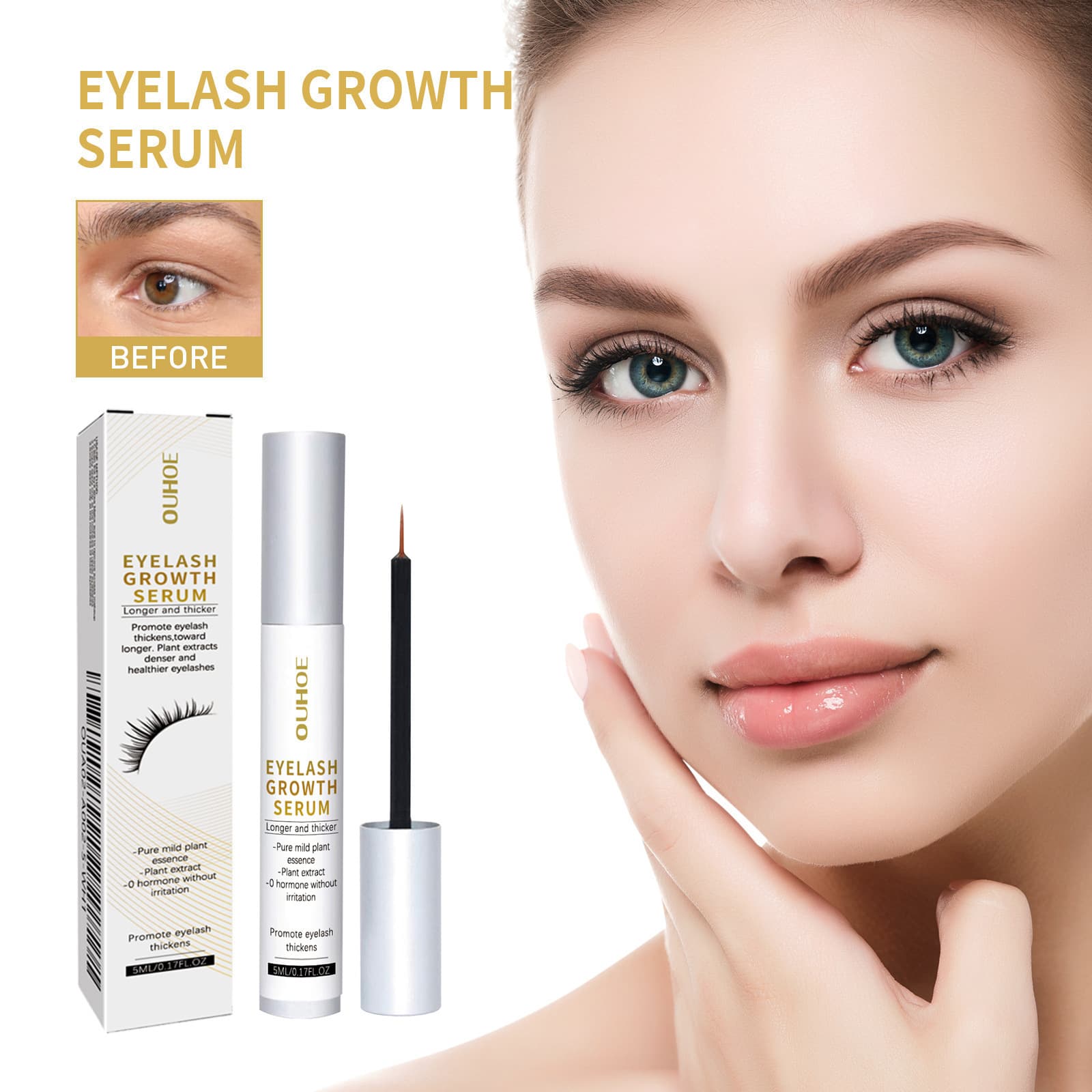 OUHOE Mascara Gentle Natural Moisturizing Beautiful Thick Long Black Curling Invisible Eyelash Mascara