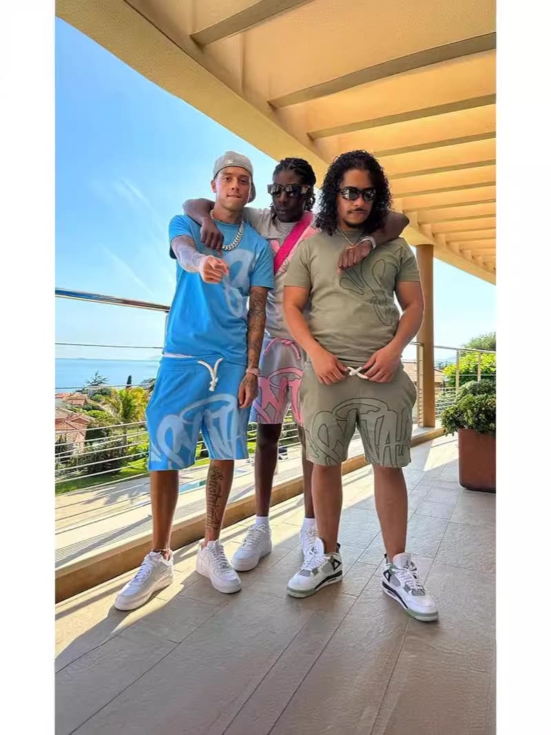 Hip-Hop Men's and Women's Letter-Printed Loose Short-Sleeved Tops Men's Summer Trendy Casual Sports Suits Sweatshirt Suits Men's Style