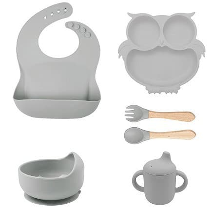 Cross-border children's tableware set, children's dinner plate, six-piece set, baby tableware, food bowl, silicone tableware bowl, food spoon