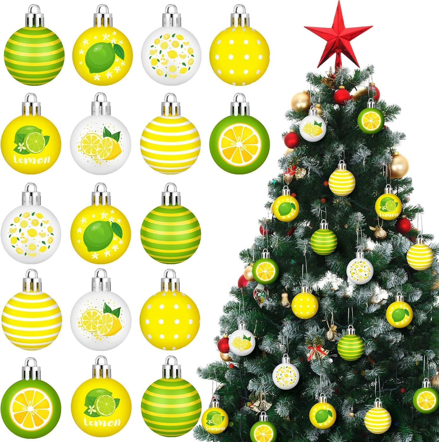 24 PCS Summer Themed Lemon Decoration Hanging Balls Party Decoration Wooden Hanging Tags for Door Knockers Garland Gifts