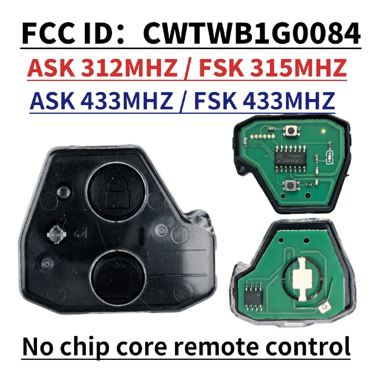 Suitable for Toyota Daihatsu Perodua Axia 0.1kg Key Remote Control Key Shell 312/315/433Mhz