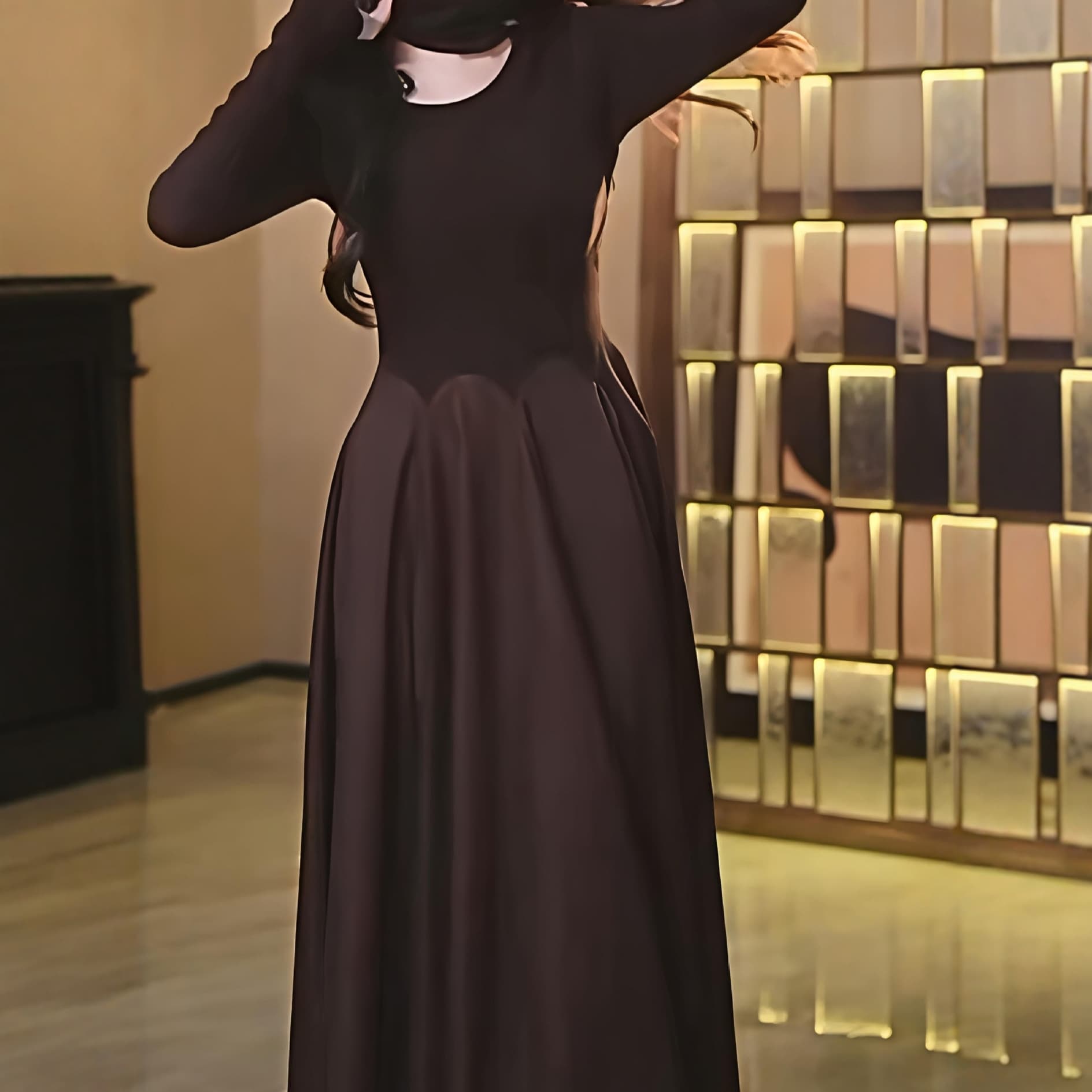 French high-end socialite style foreign style slimming and long skirt for women 2025 autumn and winter new elegant temperament dress