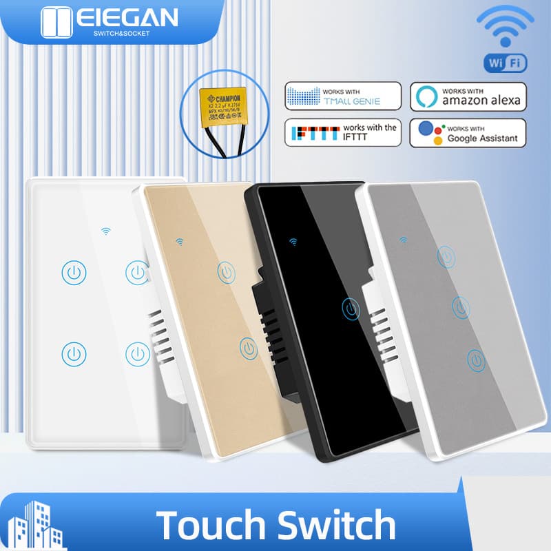 Tuya Smart Life US Standard Smart WiFi Touch Switch Alexa Voice Control Wall Switch
