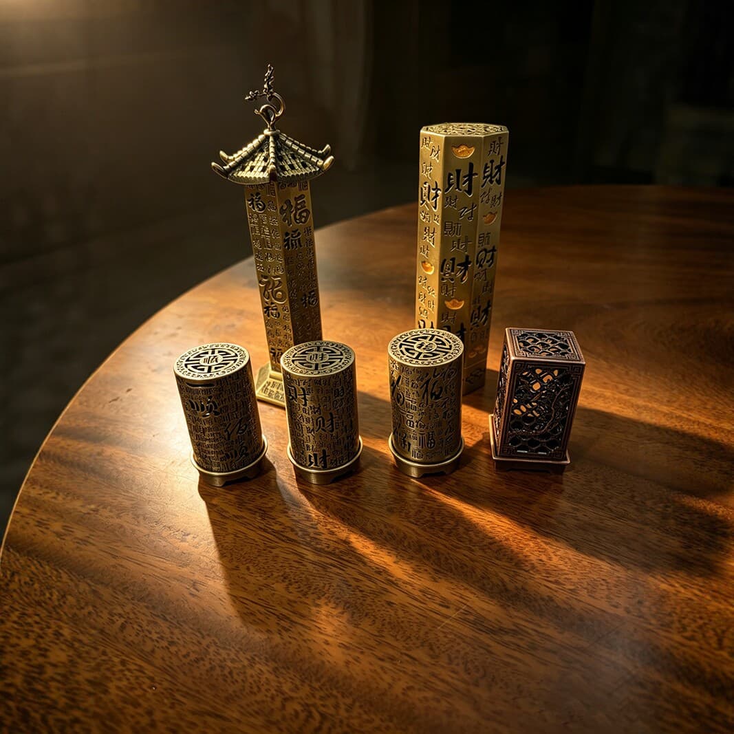 Zinc Alloy Incense Burner, Zen Tea Ceremony Decoration, Vintage Chinese Coil Incense Burner, Home Aromatherapy Burner with Fortune Character Incense Holder