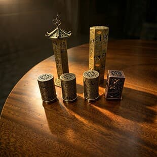Zinc Alloy Incense Burner, Zen Tea Ceremony Decoration, Vintage Chinese Coil Incense Burner, Home Aromatherapy Burner with Fortune Character Incense Holder