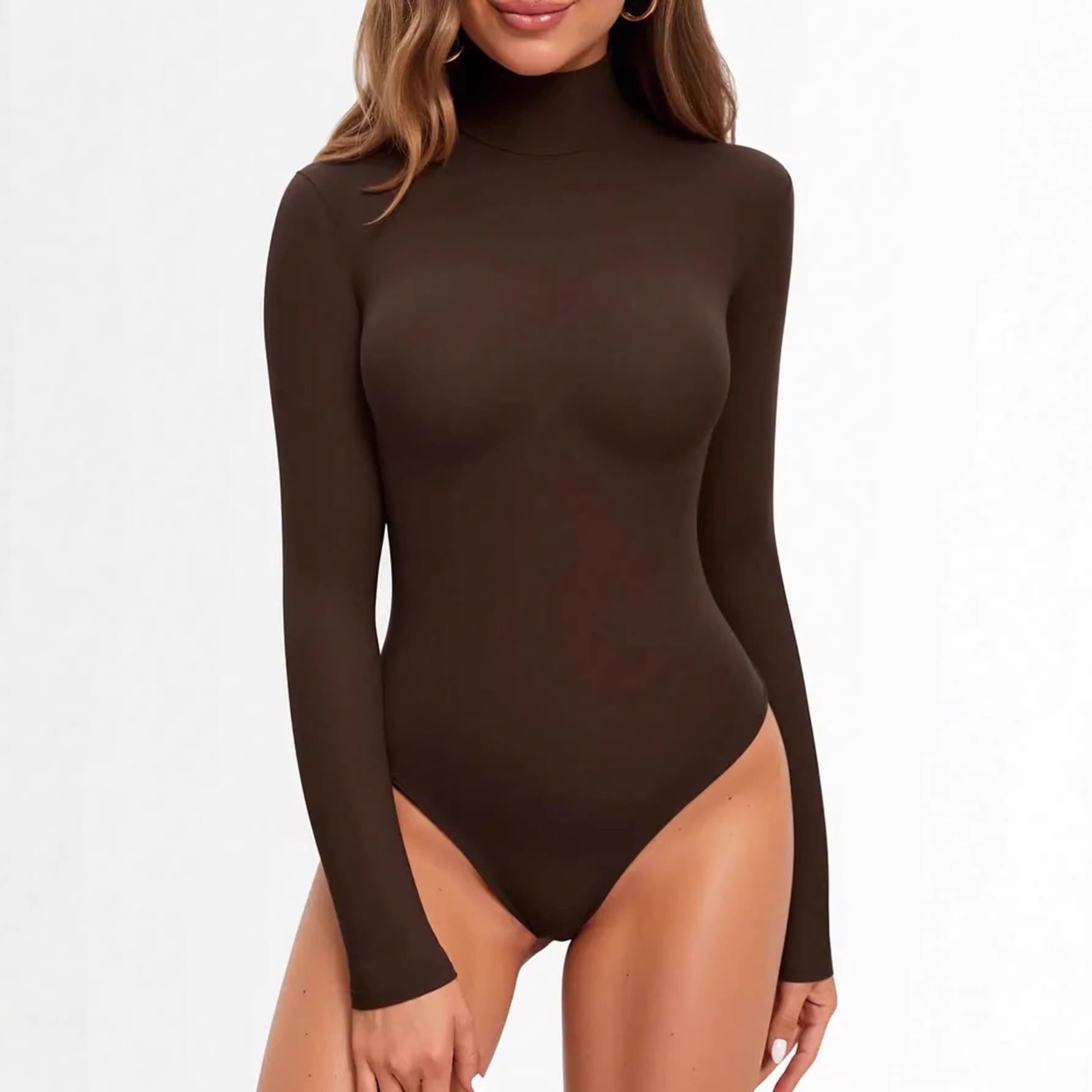 European and American Style Tight-Fitting Jumpsuit for Women, Long-Sleeve Milk Silk Bodysuit, Sexy Hot Girl Style