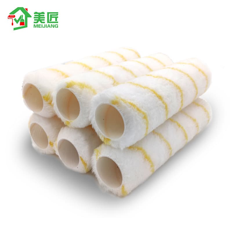 Meijiang manufacturer wholesale 9-inch yellow and white striped paint coating latex paint roller brush core