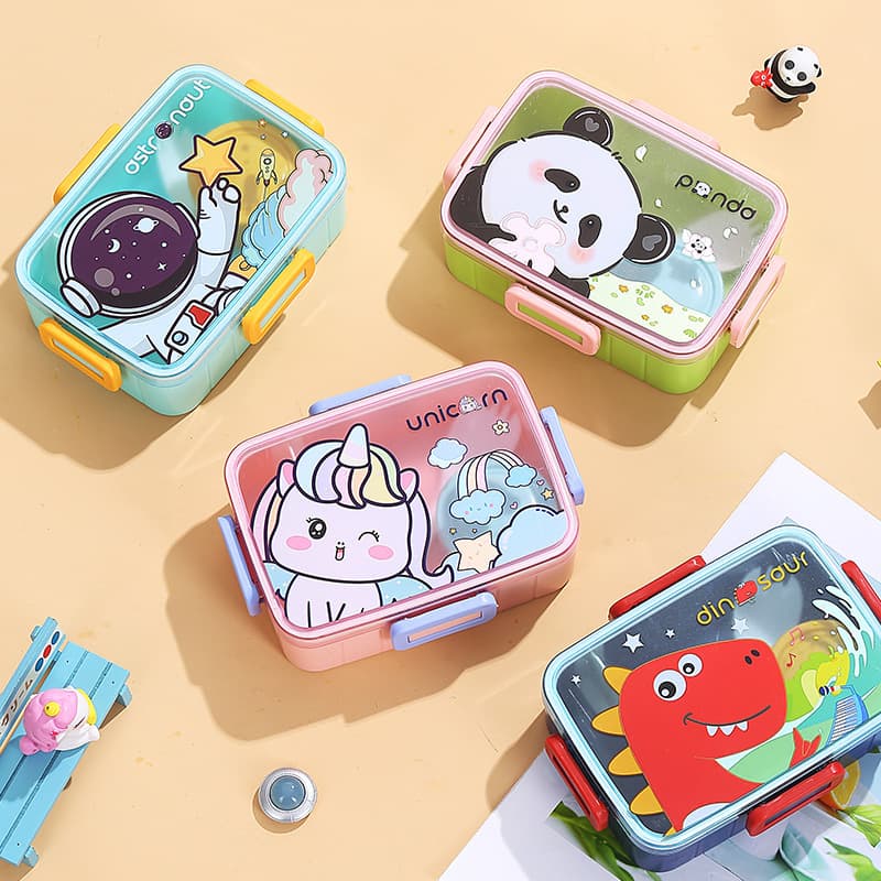 Cute Cartoon Plastic Lunch Box Large Capacity Sealed Student Lunch Box Office Worker Portable Takeaway Bento Box Wholesale