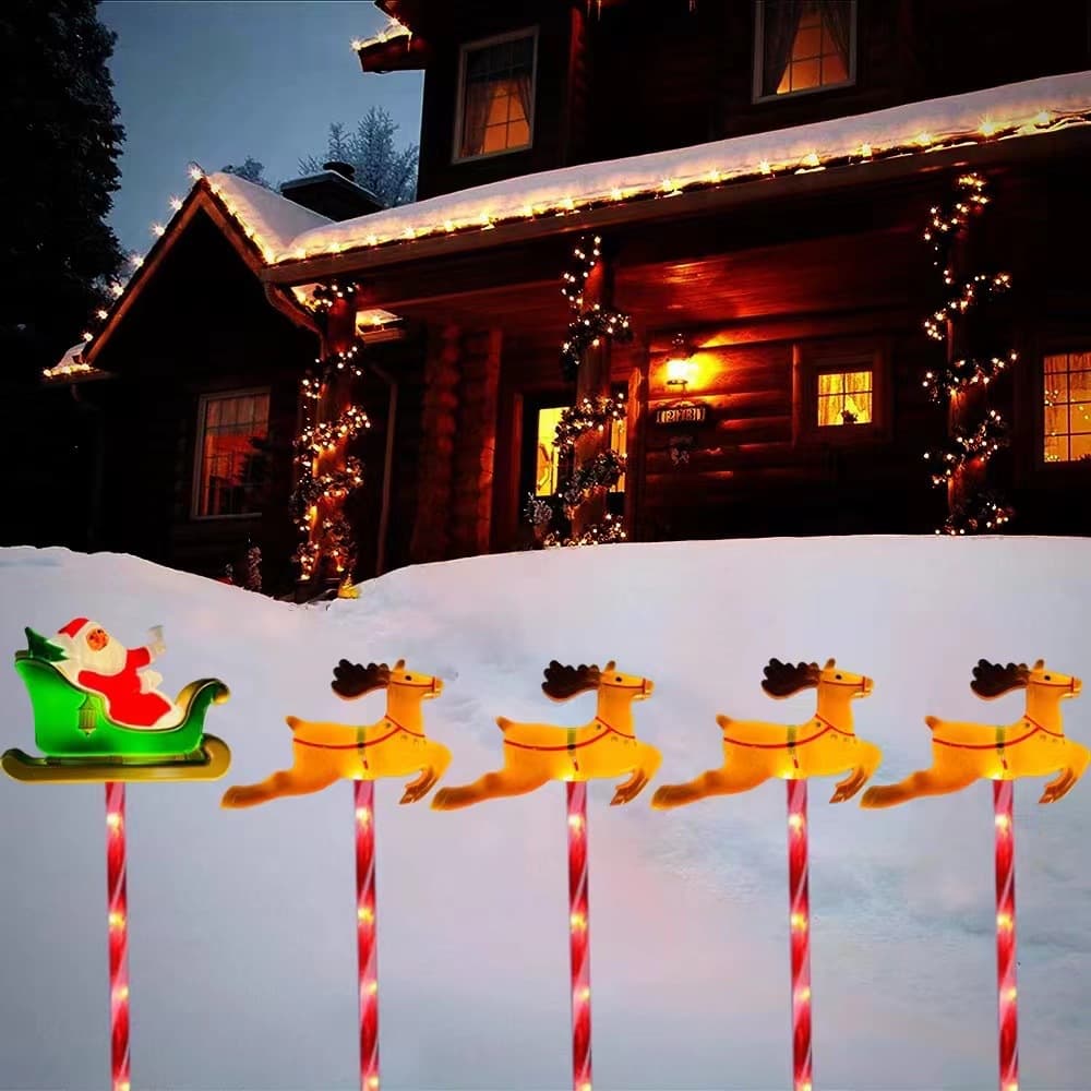 New Christmas pentagram snowflake ground stake lights - Santa courtyard setup holiday decorative lawn stakes