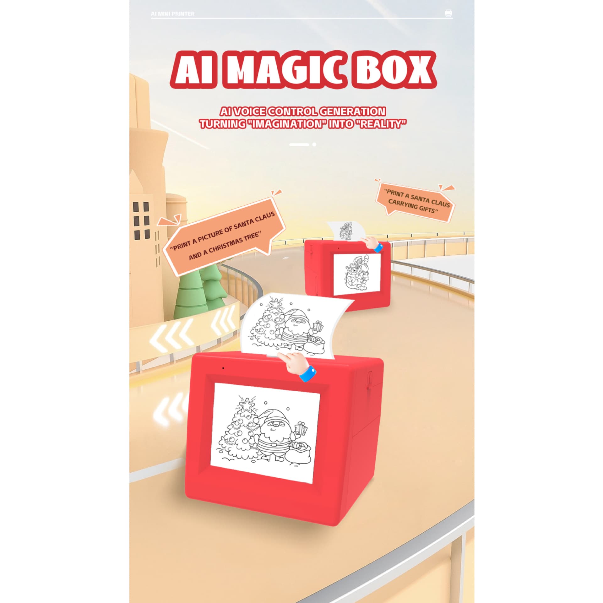 Cross-border New Product 2.8-inch Large Screen AI Smart Voice Mini Portable Pocket Printer for Error Correction