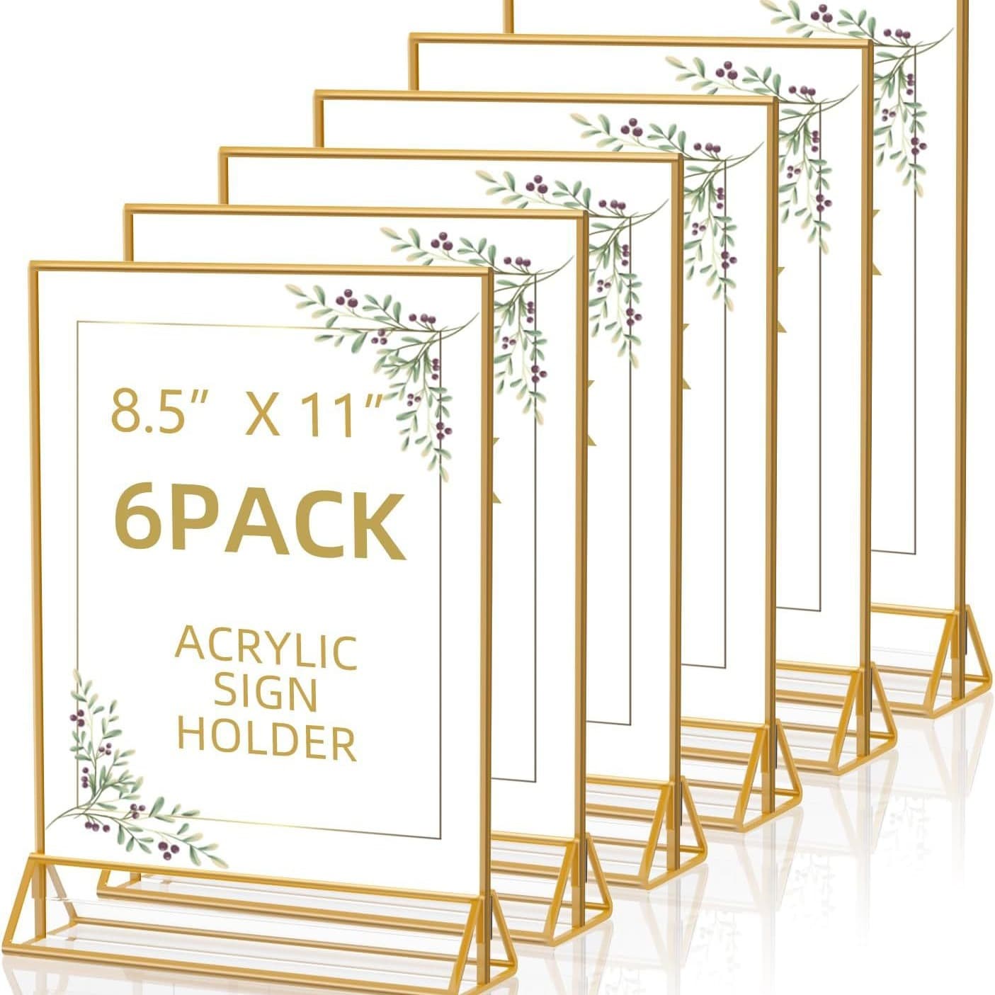 Factory direct supply of Amazon T-shaped triangular transparent double-sided table cards with gold trim, 7-inch and 6-inch wine display boards.