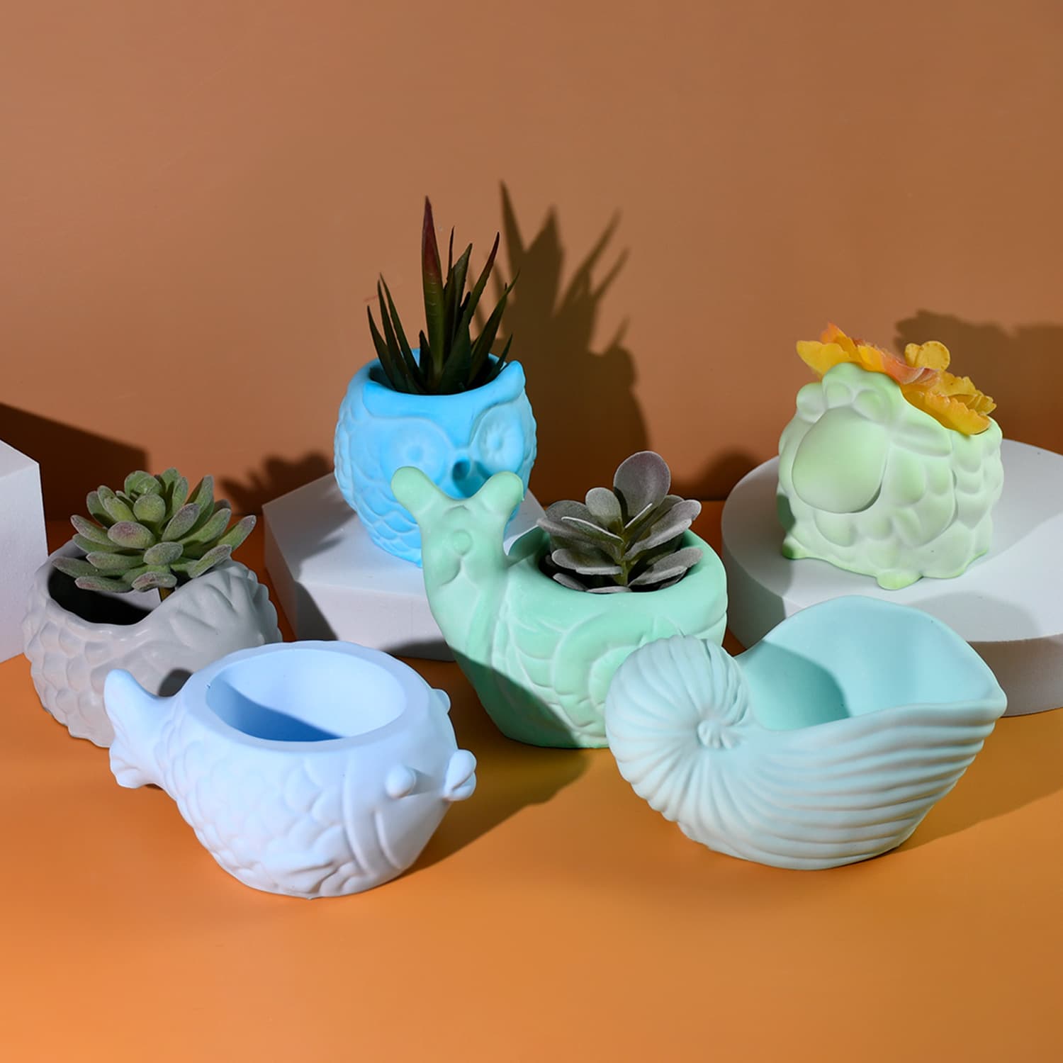 New diy glue molds, various animal plaster, fleshy flower pots, silicone molds, home accessories and ornaments