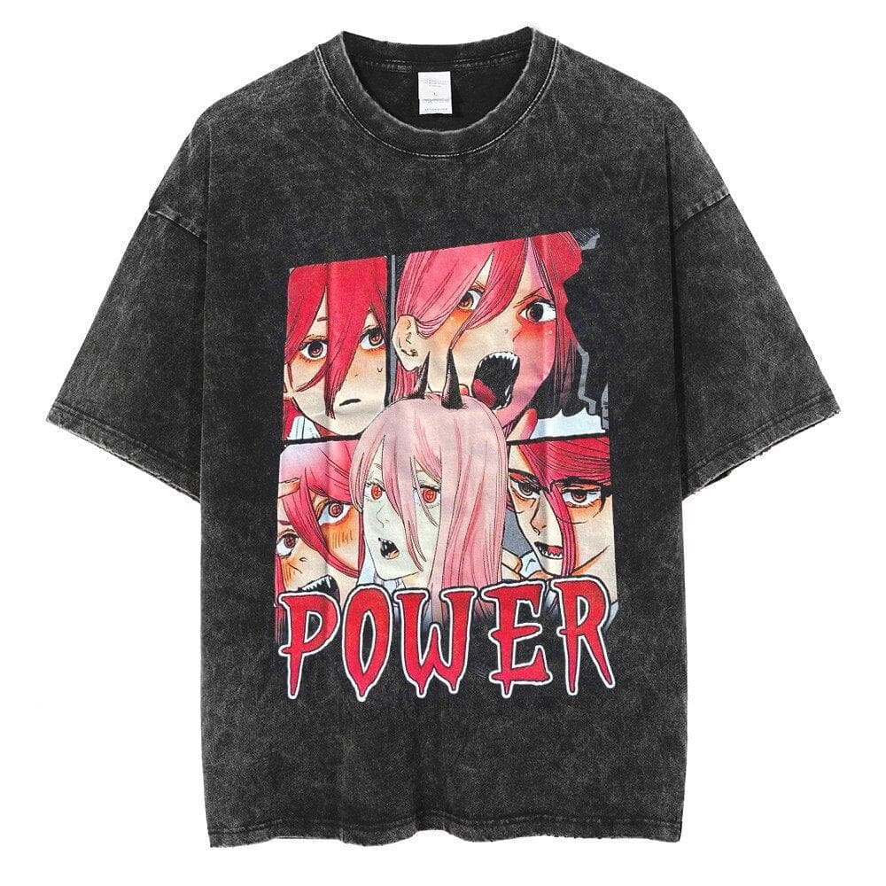 Japanese Anime Vintage Streetwear Oversized Washed Short-Sleeve T-Shirt