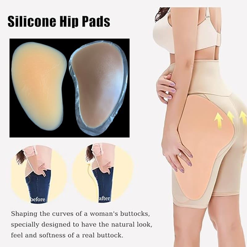 High-Waist Hip and Pelvis Enhancer Shapewear with Silicone Self-Adhesive Hip and Pelvis Pads, Ski Tailbone Protector