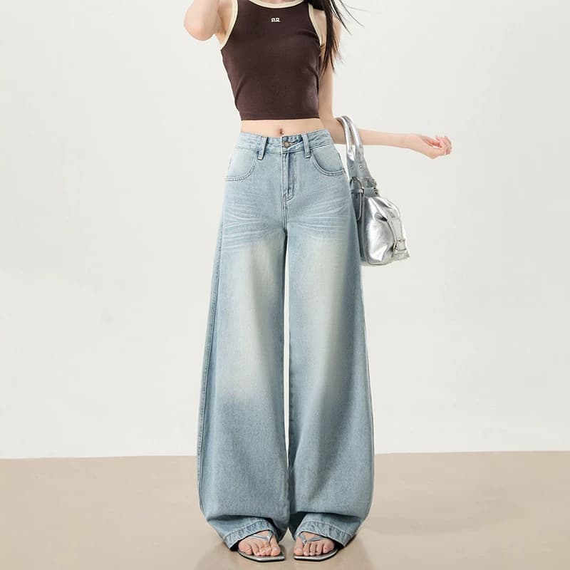 Wide-Leg Jeans for Women 2026 New Summer Thin Style Design American Casual Slim Straight Loose Curve Jeans
