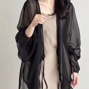New Chinese Style Sun Protection Cardigan Open Front Top High-End Design Sense Niche Breathable Fashion Outer Layer Lightweight Cover-Up