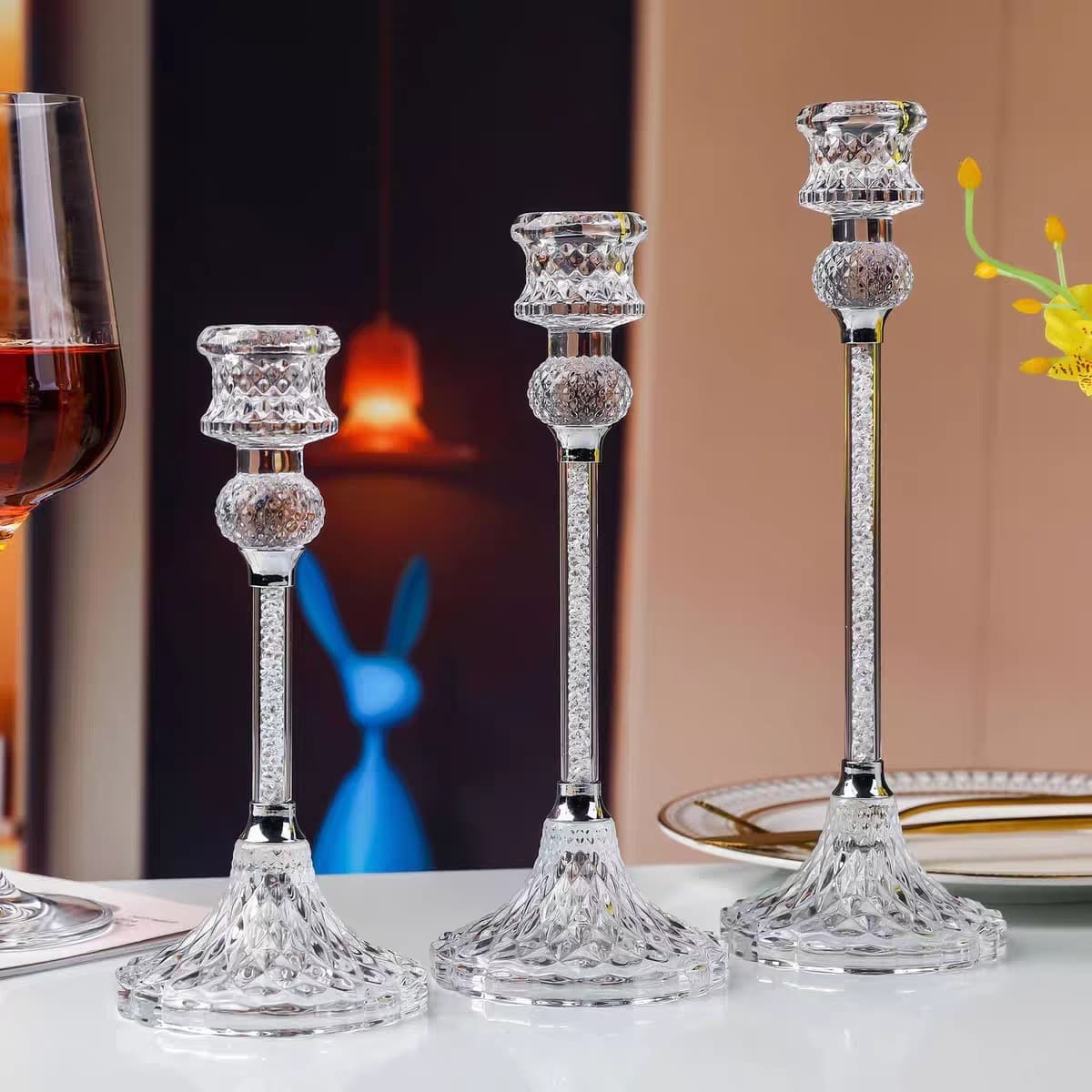 Glass Base Transparent with Crystal Ball Stand Artificial Crystal Stand Large Ball Same Style High-End European Style Home Decoration