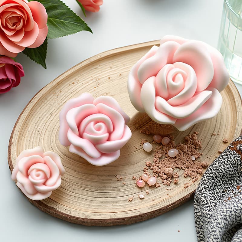 Renshan Valentine's Day rose silicone mold diy Valentine's Day rose scented candle plaster ornament mold
