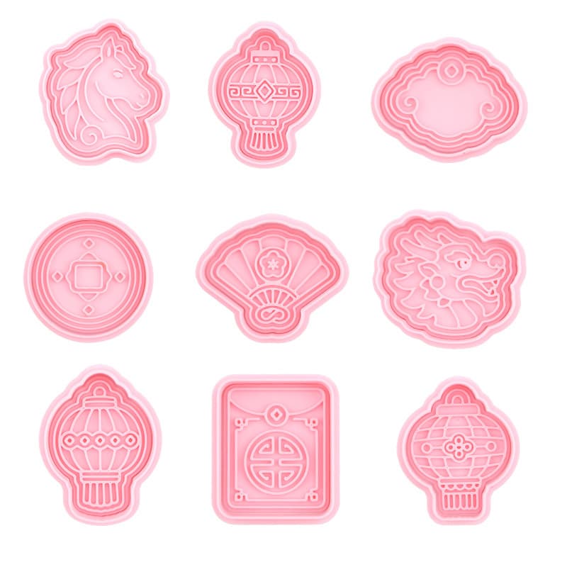 New Year Series Firecracker Fireworks Cookie Cutter Plastic Cartoon Embosser DIY Realistic Baking Tool
