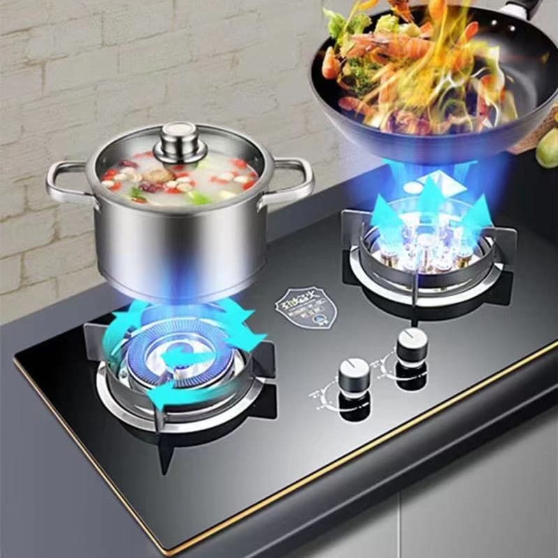 Home Use Dual Fuel Gas Stove Natural Gas Liquefied Nine-Burner High Fire Gas Stove Tempered Glass