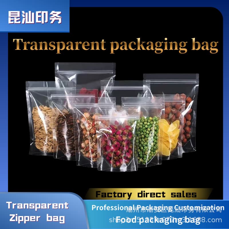 Transparent Stand-Up Zipper Food Ziplock Packaging Pouch Bag