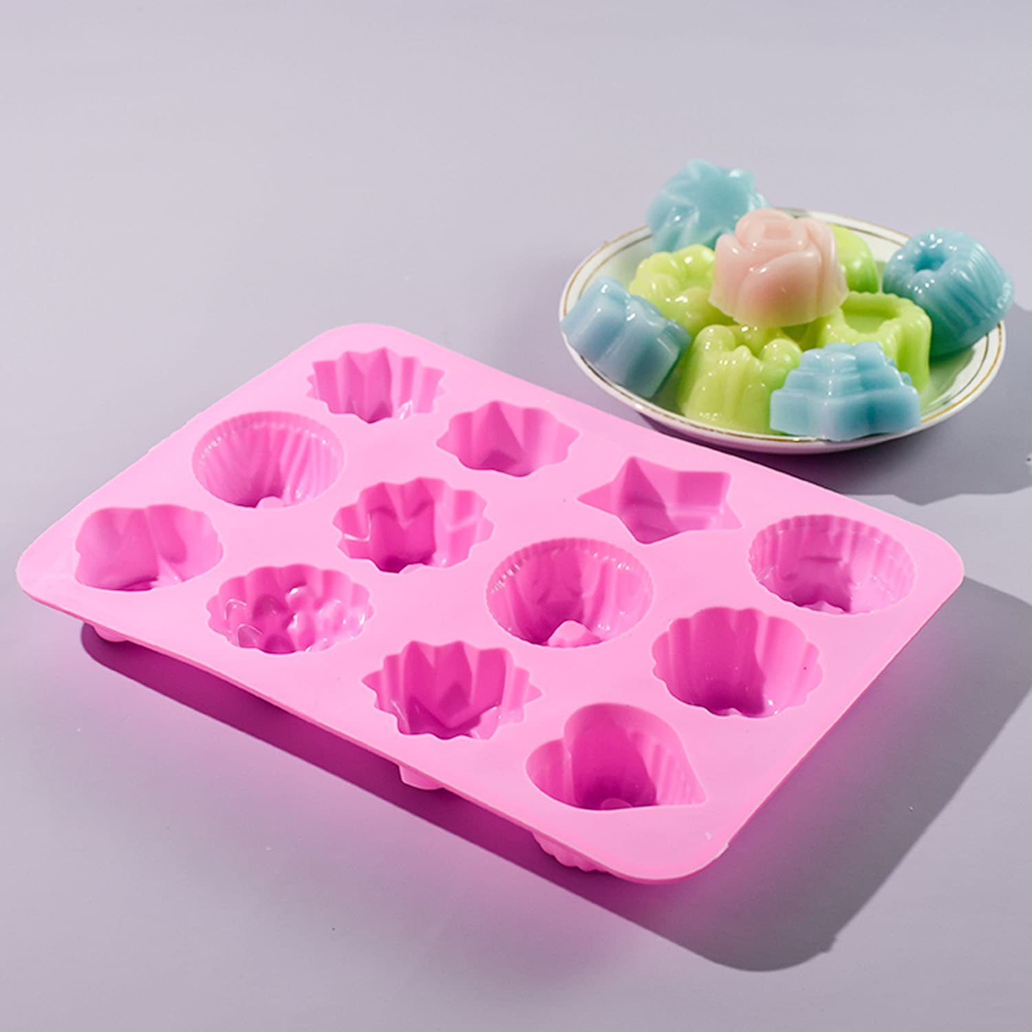 Wholesale Silicone Cake Mold 12-Cavity Rose Flower Shape Silicone Mooncake Mold DIY Handmade Soap Candle Mold