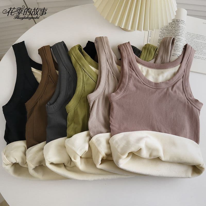 The Story of Youth: Autumn/Winter Fleece-Lined Vest, Thick Camisole, Self-Heating Thermal Underwear, Base Layer Top for Young Girls