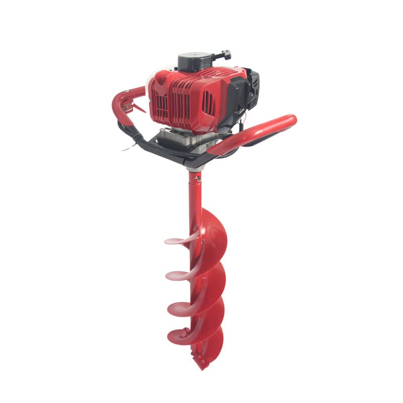 Single-cylinder air-cooled two-stroke 62.7CC single-person operated gasoline earth auger spiral digger ice drill for seedling planting.