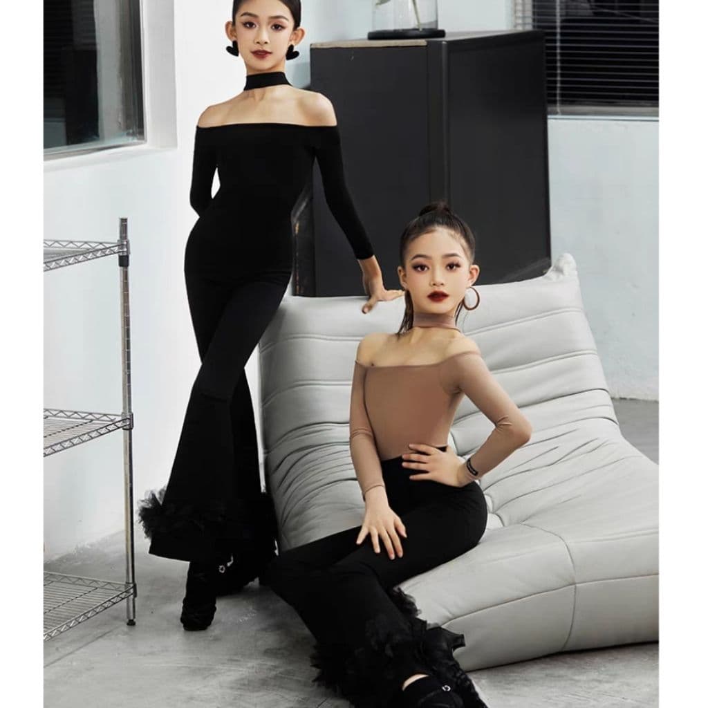 Star Dance Wear Latin Dance New Practice Set for Girls and Adults, Noble Bright White Professional Dancer Performance Costume