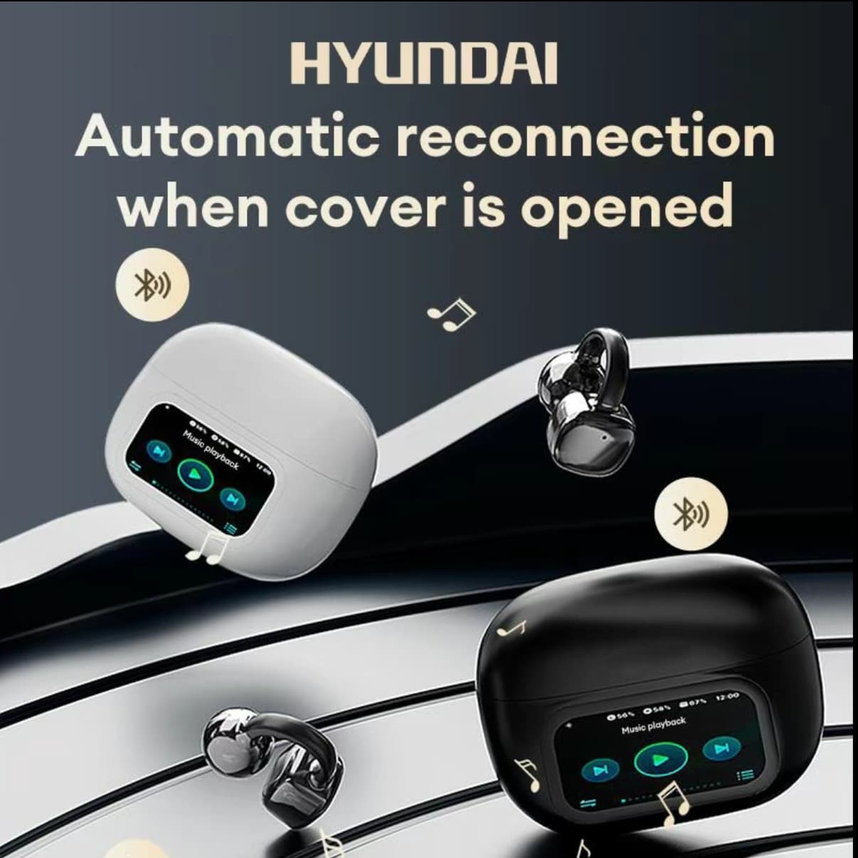 HYUNDAI C02 Clip-On Ear Headphones with LCD Full Color Screen