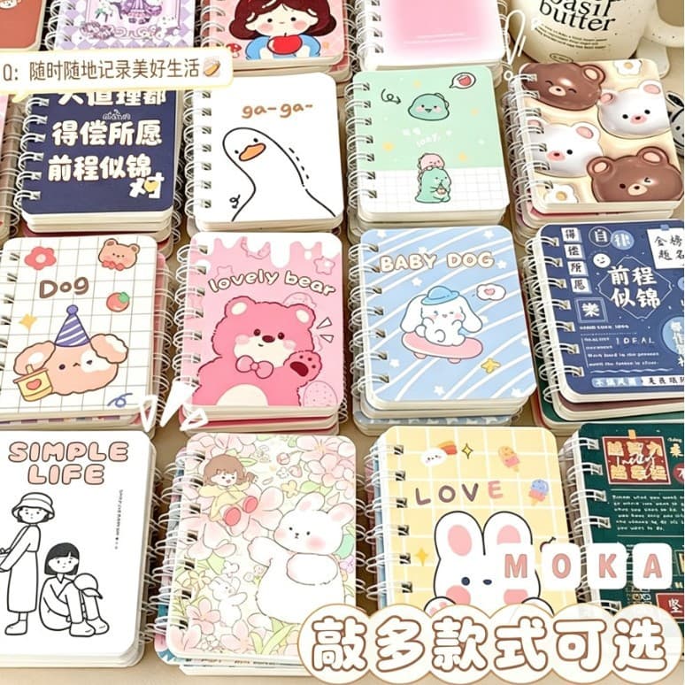 A7 Mini Coil Notebook Portable Pocket Notepad Cartoon Cute Notebook for Students Stationery Small Gift