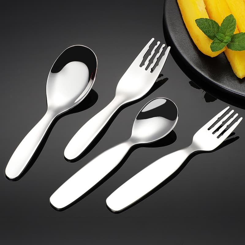 316 Stainless Steel Spoon and Fork Kids Cutlery Set Baby Feeding Spoon Household Flat Spoon