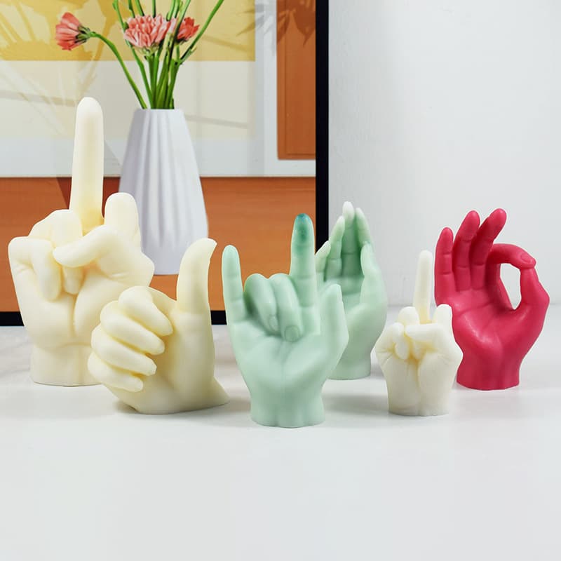Cross-border INS gesture middle finger I love you thumb candle silicone mold glue reusable handmade soap grinder