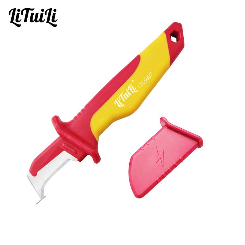 LiTuiLi VDE High Tension Cable Stripping Knife Insulated Electrician's Straight Blade Hook Knife Electrician's Insulation Peeler