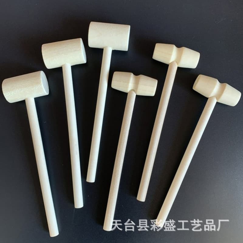 Mini Wooden Mallet Factory Direct Sale Small Wood Hammer for Smashing Planet Cake, Children's Toy Wooden Hammer